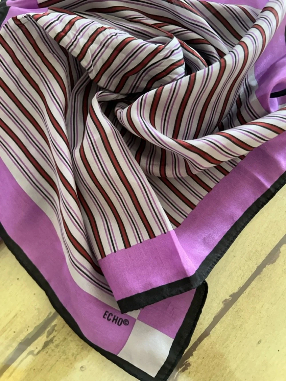 🪻ECHO Pink Striped Silk Scarf